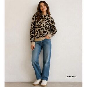 Generation Love‎ Leopard Sweater Hoodie Size L Retails $355